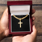 Personalized Engraved Cross - Cuban Link Chain