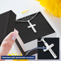 Engraving  Cross Necklace - Snake Chain