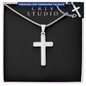 Engraving  Cross Necklace - Snake Chain