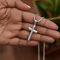 Engraving  Cross Necklace - Snake Chain