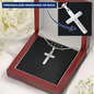 Engraving  Cross Necklace - Snake Chain