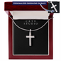 Engraving  Cross Necklace - Snake Chain