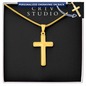 Engraving  Cross Necklace - Snake Chain