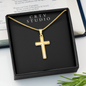 Engraving  Cross Necklace - Snake Chain