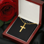 Engraving  Cross Necklace - Snake Chain